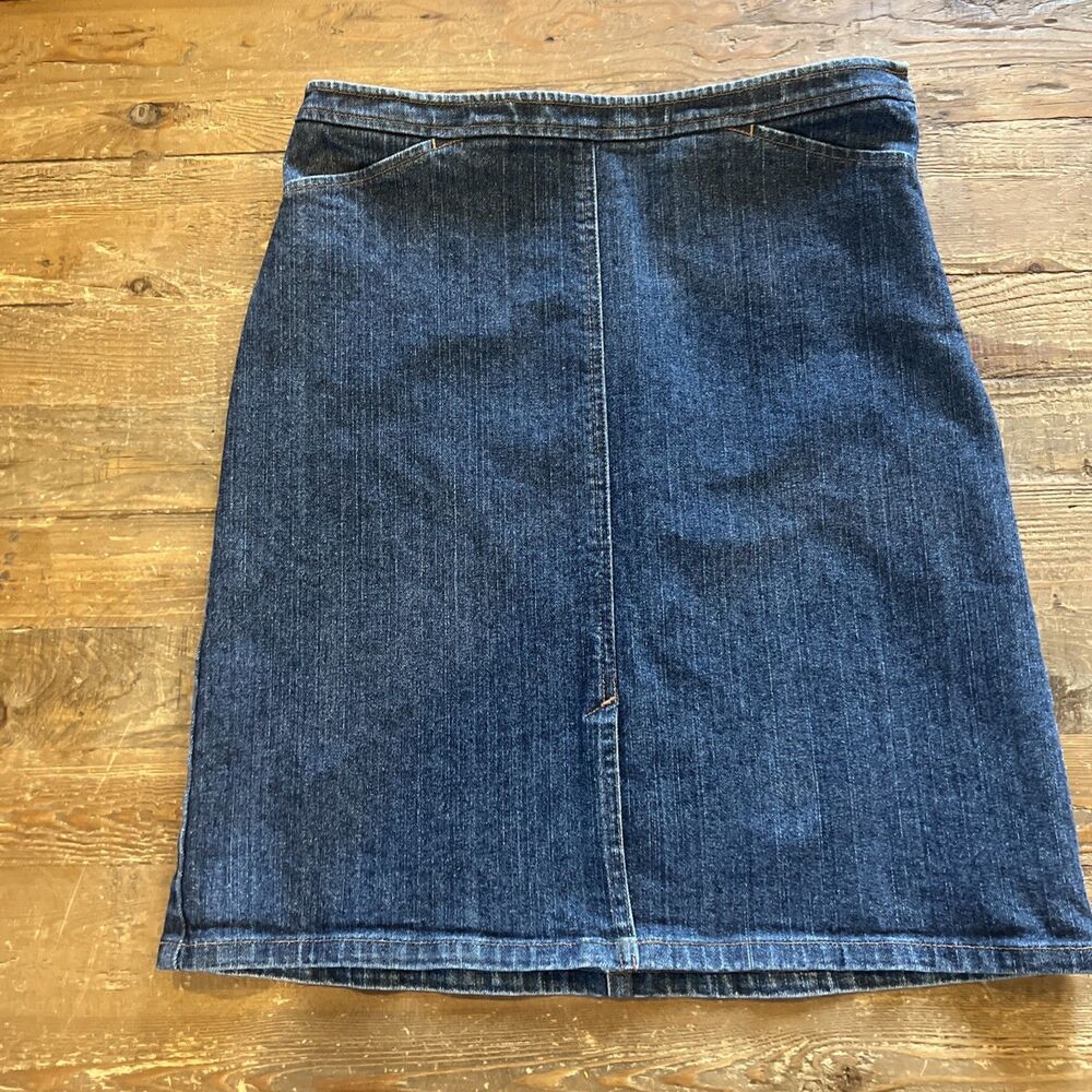 Ann Taylor Women’s Sz 4 Dark Wash Denim Pencil Skirt Side Zipper Pockets